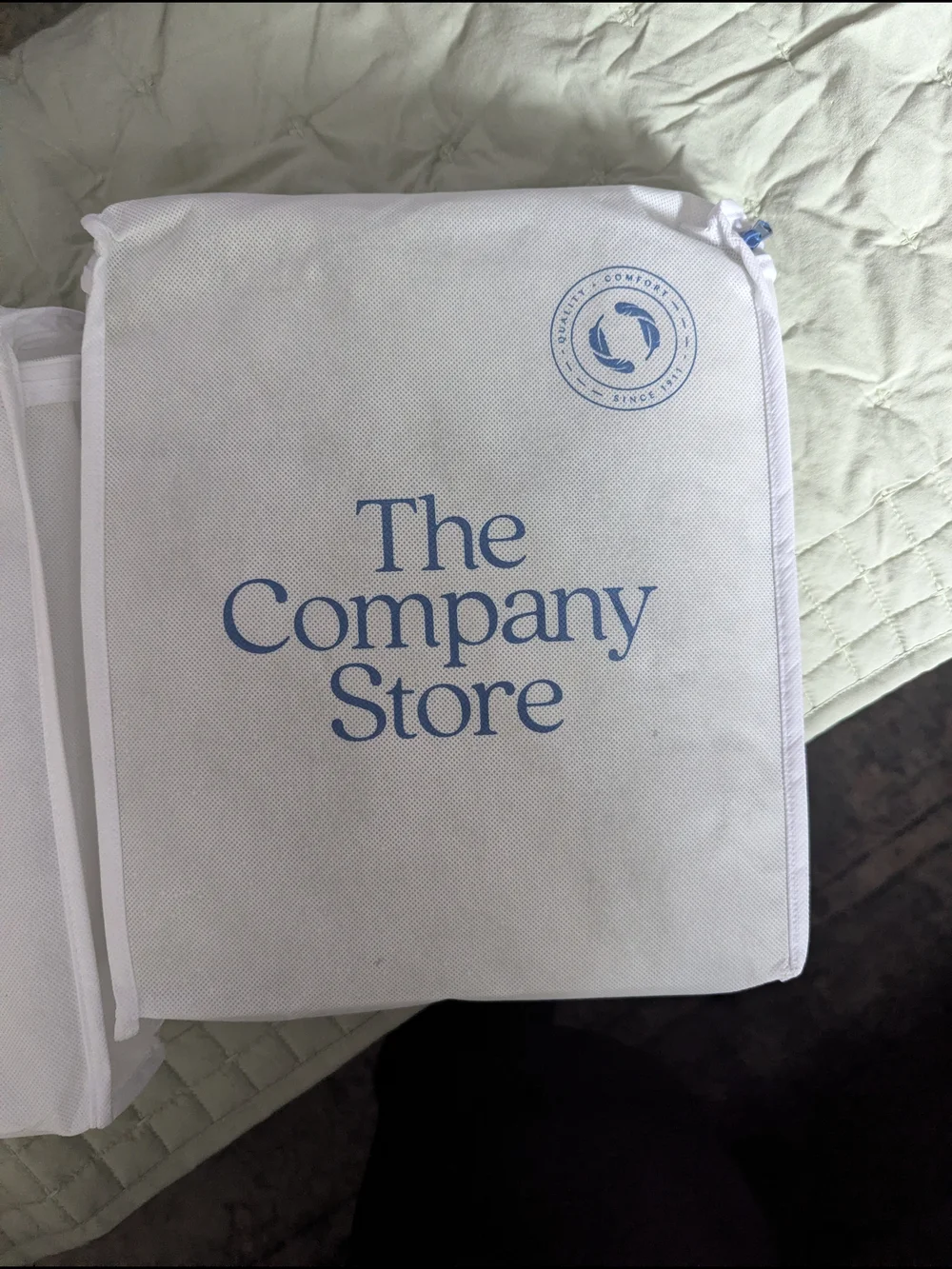 The Company Store Sage Green Quilted King Sized Pillow Shams.